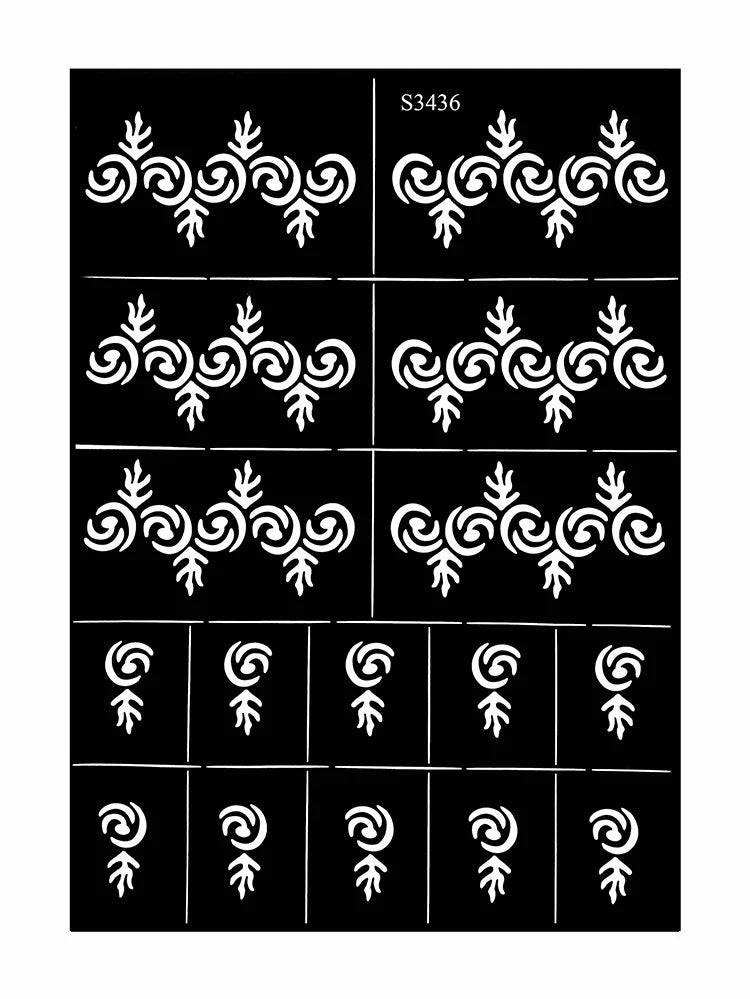 Reusable Henna Stencil for Hand Body Painting Flower Henna Tattoo Template for Women Wedding Festival Body Makeup Tattoo Tools