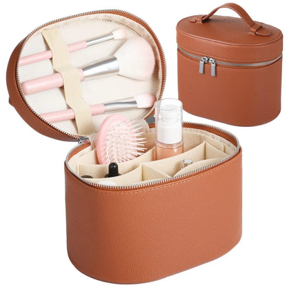 Large Capacity PU Leather Makeup Bag Portable Makeup Box For Women Girls Travel Toiletry Cosmetic Organizer
