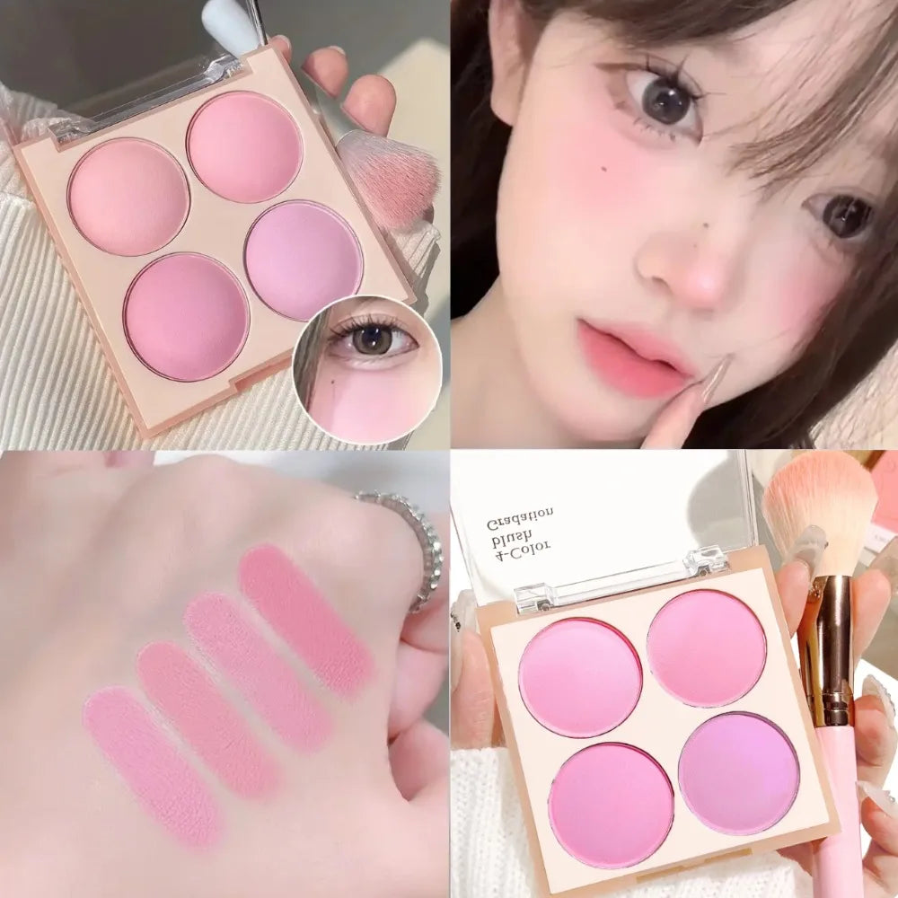 Waterproof Matte Blush Palette 4 Colors Long-Lasting Multi-Look Makeup Unisex Safe Certified Great Gift Choice