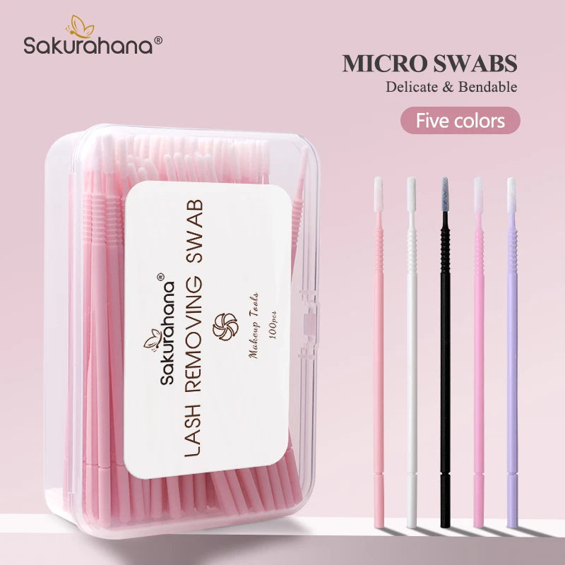SAKURAHANA 100PCS Disposable Microbrush Spiral Handle Mascara Wands Applicator Lashes Brushes Eyelash Extension Makeup Tools