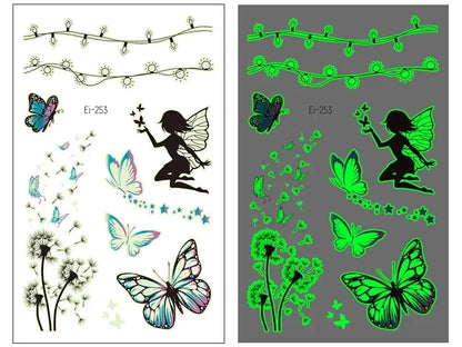 Fairy Butterfly Wings Shiny Tattoo Sticker Waterproof Eyes Face Hand Body Art Fake Tattoos Women Makeup Dance Music Festival
