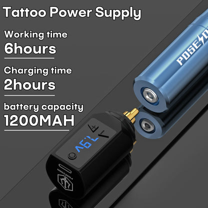Tattoo Kit POSEIDON Lightweight Tattoo Pen Kit For Permanent Makeup Tattoo Machine Kit Wireless Tattoo Power Supply Tattoo Kit