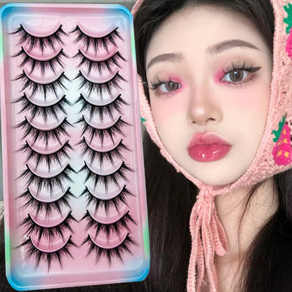 Natural Lashes 5/10 Pairs Eyelashes 3D Mink Lashes Manga Lashes Strip Lashes Band Soft Light False Eyelashes Makeup