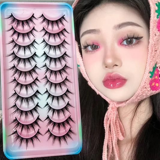 Natural Lashes 5/10 Pairs Eyelashes 3D Mink Lashes Manga Lashes Strip Lashes Band Soft Light False Eyelashes Makeup