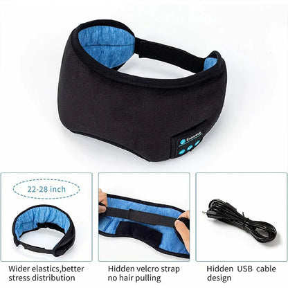 Bluetooth Wireless Headphones Sleeping Eye Mask Earphones Smart Music Sleep Headband Soft Elastic Eye Cover Headset Yoga Travel