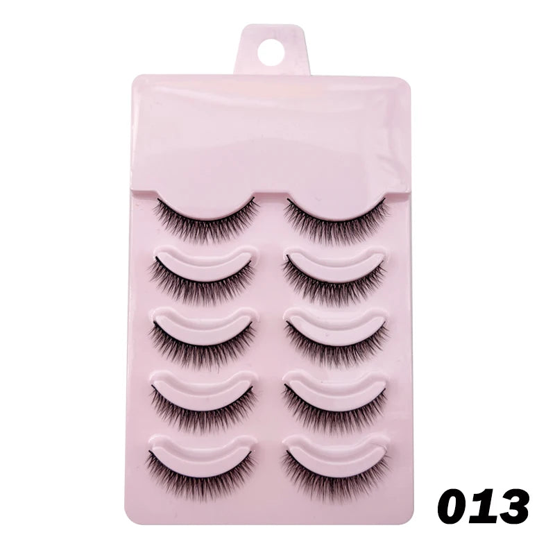 Natural Lashes 5/10 Pairs Eyelashes 3D Mink Lashes Manga Lashes Strip Lashes Band Soft Light False Eyelashes Makeup