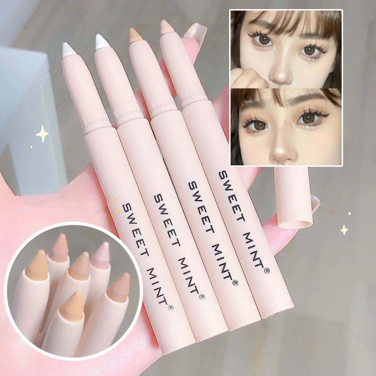 White Eyeliner Shiny Glitter Eyeshadow Stick Eye Liner Pen 15 Colors Matte Brown Pink Pearlescent Eyes Makeup Brighten Silkworm