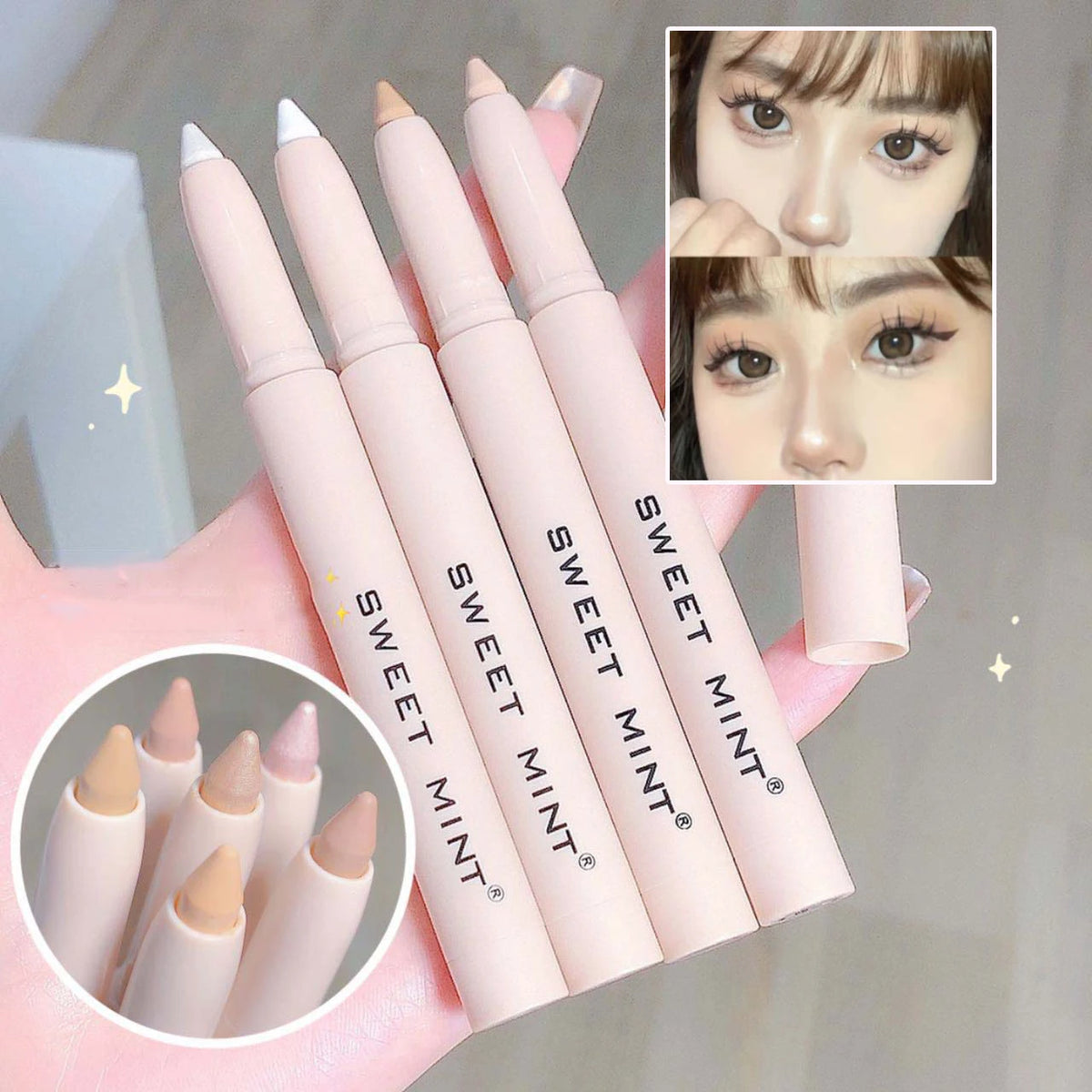 White Eyeliner Shiny Glitter Eyeshadow Stick Eye Liner Pen 15 Colors Matte Brown Pink Pearlescent Eyes Makeup Brighten Silkworm