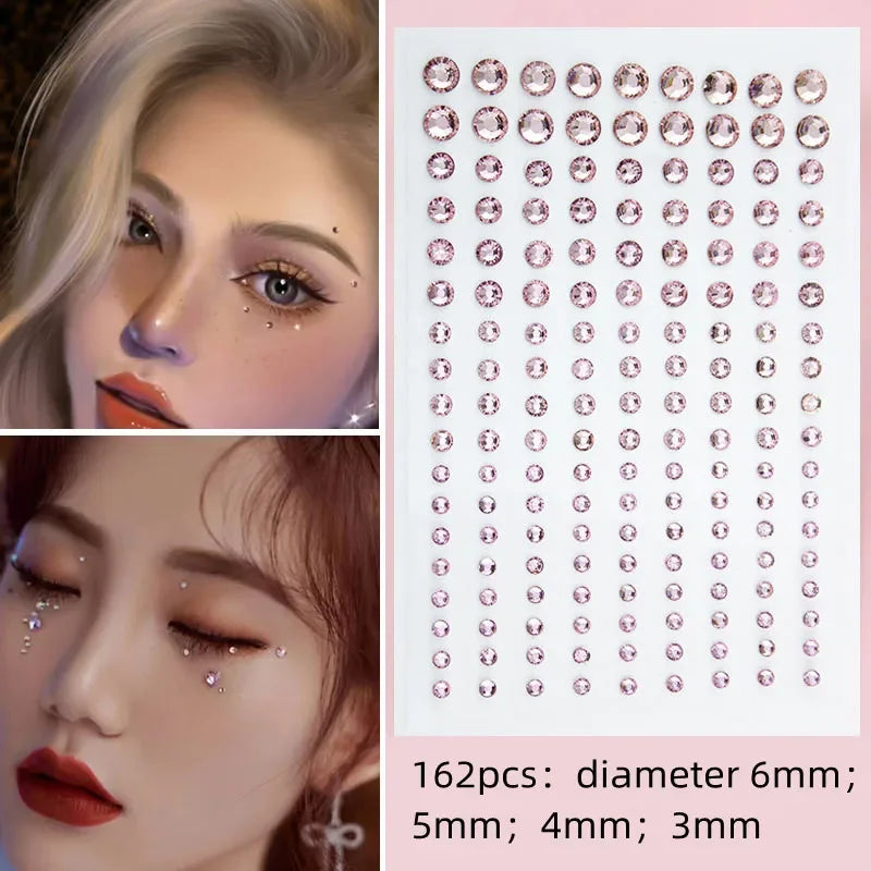 Face Tattoo Eyeshadow Stickers Nail Stickers 3D Pearl Face Jewels Diamond Decoration Self Adhesive Body Brow Makeup DIY Beauty