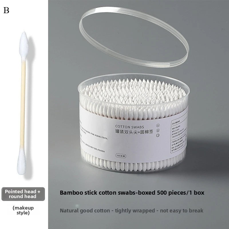 500PCS Disposable Cotton Swab Box With Double End Round Head For Makeup And Makeup Removal Daily Cleaning Pet Care Multi-purpose