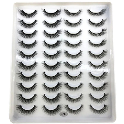 20 Pairs 3D Faux Mink Lashes Natural False Eyelashes Dramatic Fluffy Soft Wispy Volume Cross Reusable Eyelash MaKeup Tools