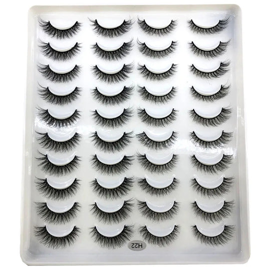 20 Pairs 3D Faux Mink Lashes Natural False Eyelashes Dramatic Fluffy Soft Wispy Volume Cross Reusable Eyelash MaKeup Tools