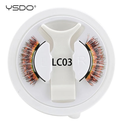 YSDO Colored Magnetic Eyelashes Natural Faux 3D Mink Lashes Reusable Makeup Party Cosplay Shiny Colorful Magnet False Lashes