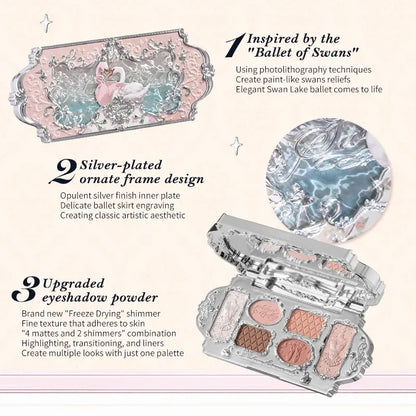 Flower Knows Swan Ballet Eyeshadow Palette Matte Fine Shimmer Pearl Face Palette 6 Colour Glitter Eye Shadow Flowerknows Makeup
