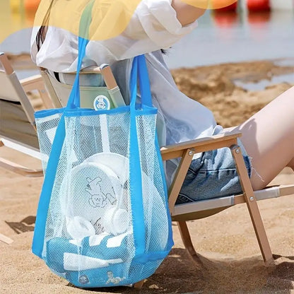 Handheld Large Capacity Portable Breathable Foldable Mesh Storage Bag Sand Away Beach Bag For Toys Outdoor Swimming