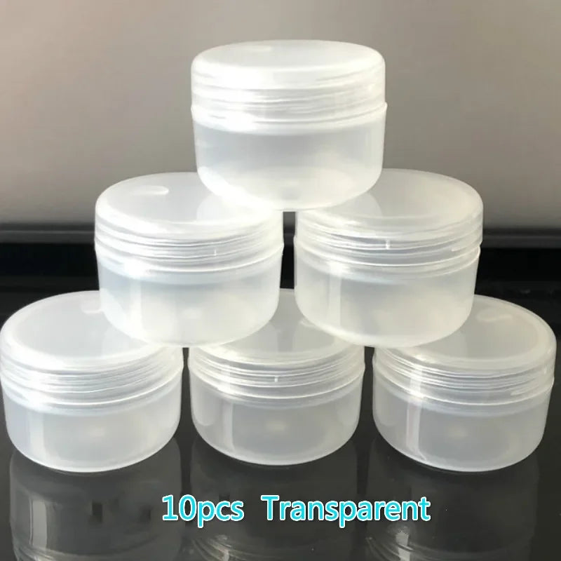 10pcs/set 10g Refillable Bottles Plastic Empty Makeup Jar Pot Travel Face Cream Lotion Cosmetic Container 5 Colors Bead Storage