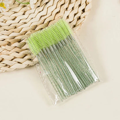 50Crystal Eyelash Comb with Holder Disposable Eyelash Extension Brush Mascara Applicator Professional Makeup Tool Set