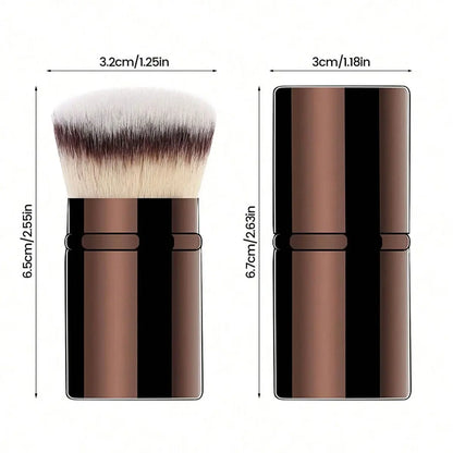1pc Professional Face Retractable Makeup Brush,Blush Brush Foundation Brush Loose Powder Brush Synthetic Hair Ultra-Soft Doundat
