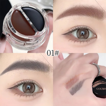 Two-Tone Matte Eyebrow Cream With Brush for Eyeliner & Eye Brow Waterproof Sweat Proof Wild Eyebrow Gel 3D Natural Tint Makeup