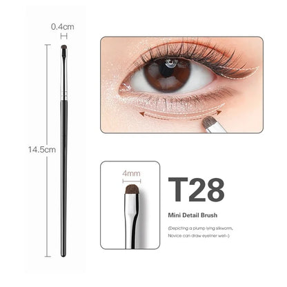4Pcs Fine Eyeshadow Brushes Smudge Precision Eyeliner Smudge Makeup Brush Eyelid Highlighter Lying Silkworm Makeup Brushes Tools