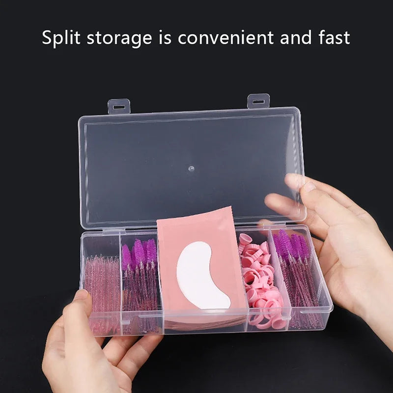 Transparent Rectangular With Lid 5-Grid Vertical Eyelash Extension Tool Organizer - Glue Tweezer Holder Makeup Storage Box