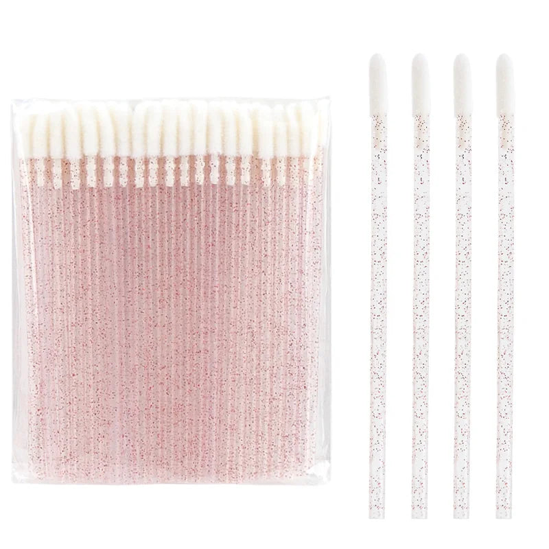 50Pcs Disposable Crystal Lip Brush Lipstick Gloss Wands Eyelash Makeup Micro Brushes Lash Extension Clean Applicator Makeup Tool