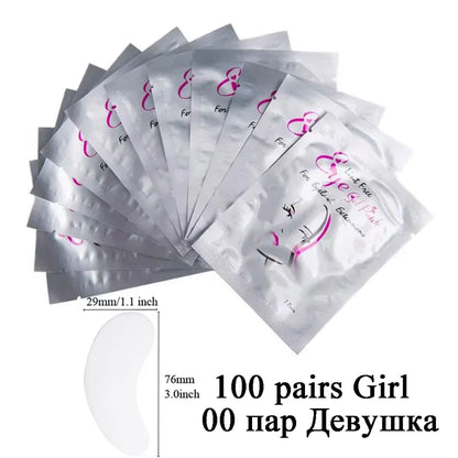 100Pairs Lint Free Under Eye Gel Pads Hydrating Eye Paper Patches Grafted Eyelashes Extension Eye Tips Sticker Wraps Makeup Tool