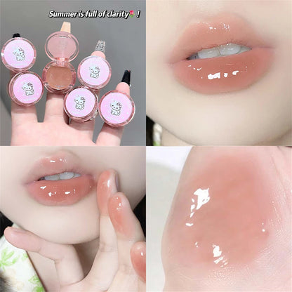 Kitten Ring Solid Lip Gloss–Natural Juicy Shine Moisturizing Tinted Lip Balm Plumping Lipstick Korean Makeup Waterlight Glossy