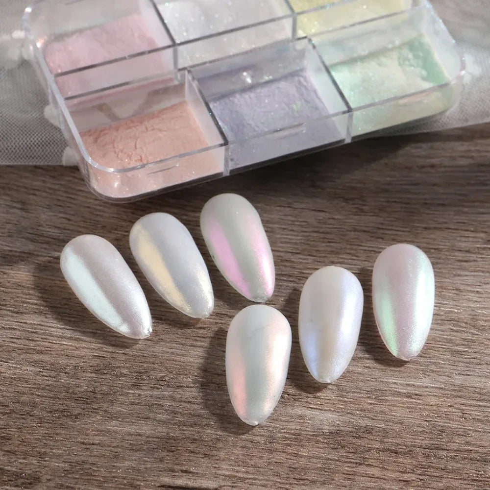 Moonlight Mirror Nail Powder Metallic Chrome Effect Pigment gel Polishing Laser Dust Flash Aurora Shining Pearl Nail Enhancemen