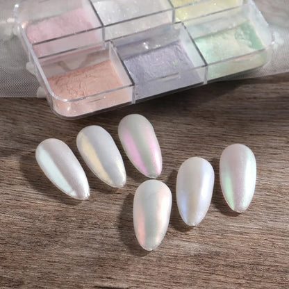 Moonlight Mirror Nail Powder Metallic Chrome Effect Pigment gel Polishing Laser Dust Flash Aurora Shining Pearl Nail Enhancemen