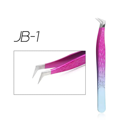 GEMERRY 1 Pcs Pink Gradient Angel Eyelash Tweezers Fiber Tips High Precision Professional Stainless Steel Tool