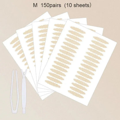 480Pcs Stealth Double Fold Eyelid Tape Fiber Sticker Lace Nature Clear Beige Stripe Self-adhesive Natural Eye Makeup with Tool
