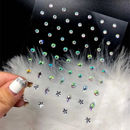 Face Tattoo Eyeshadow Stickers Nail Stickers 3D Pearl Face Jewels Diamond Decoration Self Adhesive Body Brow Makeup DIY Beauty