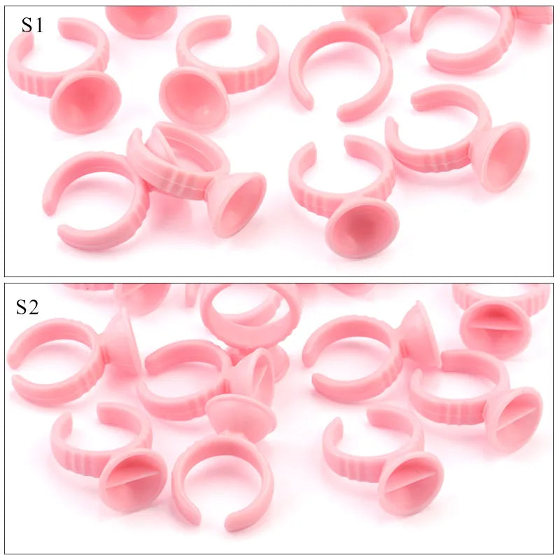 50/100Pcs Disposable Glue Ring Cup For Lashes Fan Tattoo Pigment Holder Eyelash Extension Container Glue Holder Makeup Supplies
