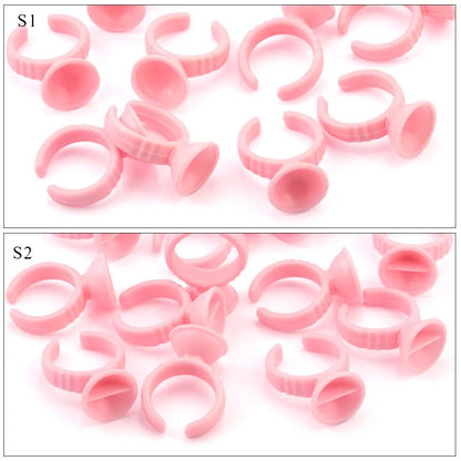 50/100Pcs Disposable Glue Ring Cup For Lashes Fan Tattoo Pigment Holder Eyelash Extension Container Glue Holder Makeup Supplies