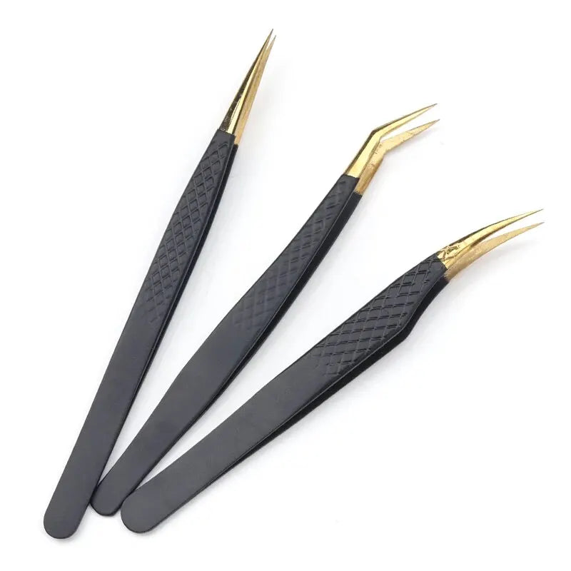 1pcs Makeup Eyelash Tweezers High Precision Clip Nail Drill Eyelash Eyebrow Stainless Steel Tweezers Woman Beauty Tools
