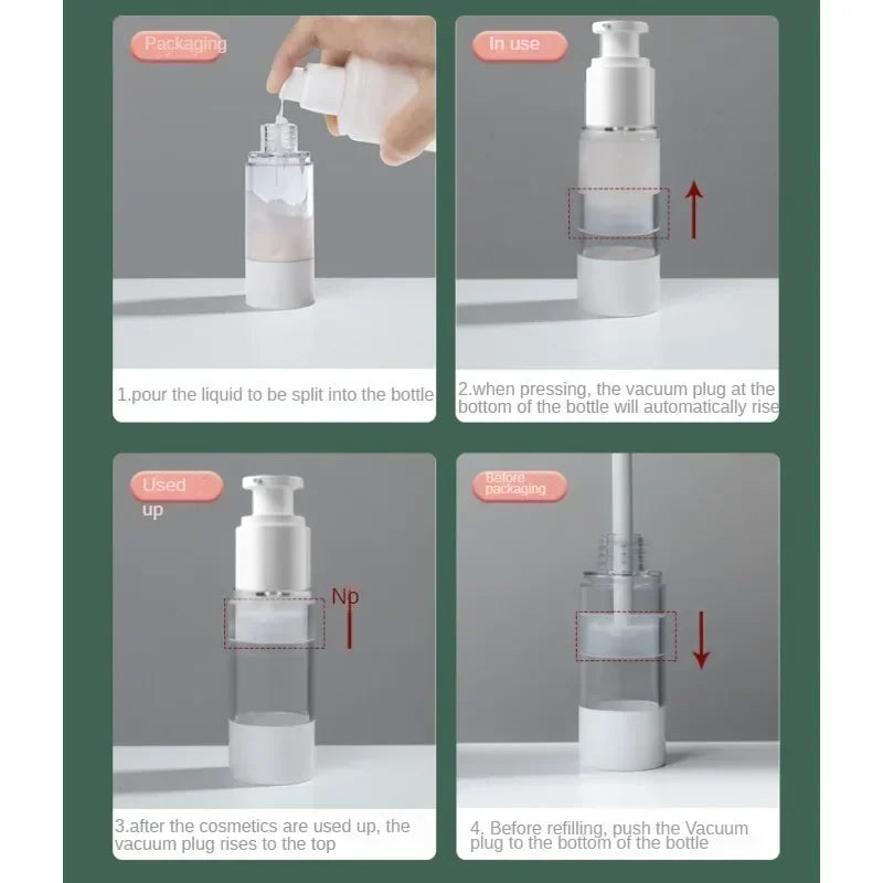 30ml 80ml 100ml Clear Airless Cosmetic Cream Pump Bottle Travel Size Dispenser Makeup Container for Cream Gel Lotion