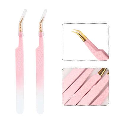 1pcs Eyelash Extension Tweezers Eyebow Clip Pink Stainless Steel Lash Lifting Tweezers Beauty Supplies Diy Makeup Tool