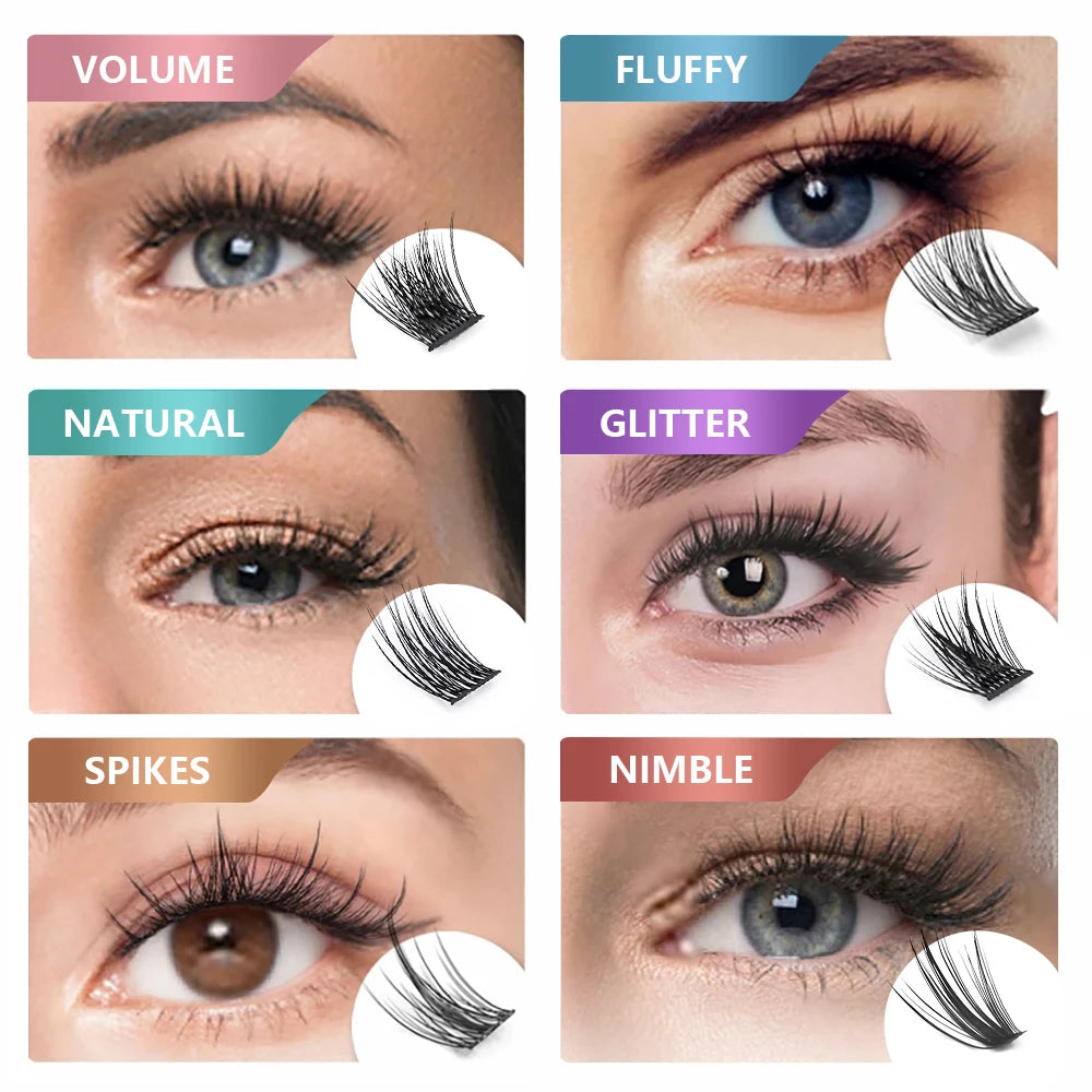 MASSCAKU DIY Cluster Eyelash Extension Segmented False Bundles Eyelashes 72Volume Natural Russian Faux Mink Makeup Lashes