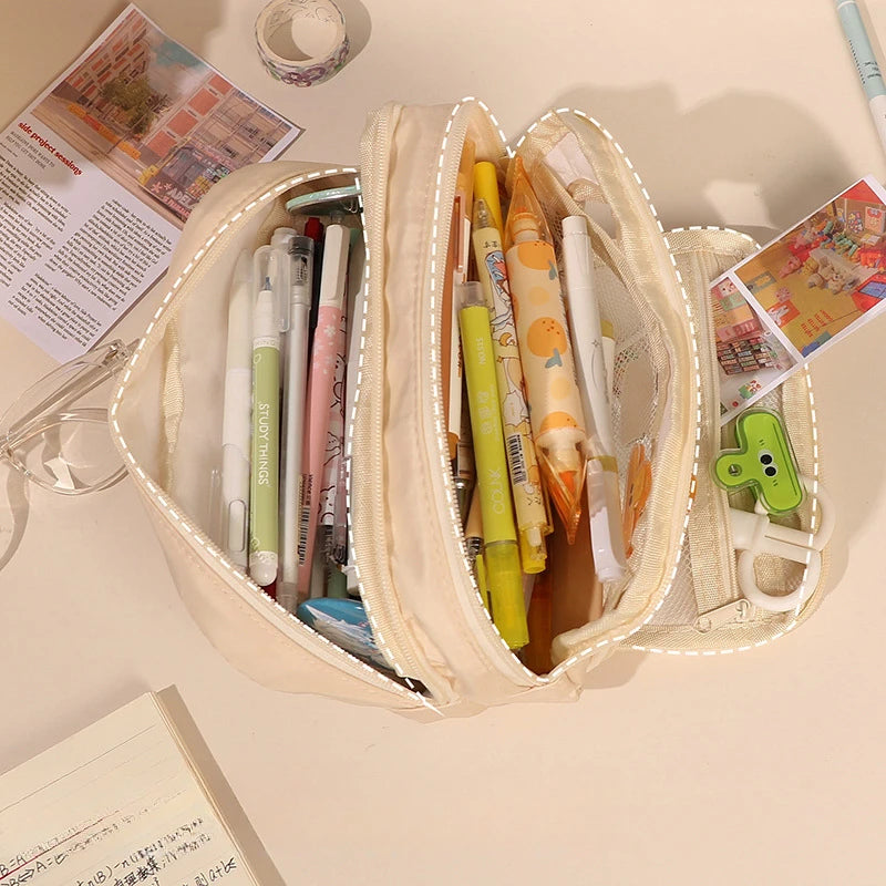 Large Capacity Minimalist Storage Bag Student Pencil Case Makeup Bag Storing Stationery Makeup Tools Digital Accessories