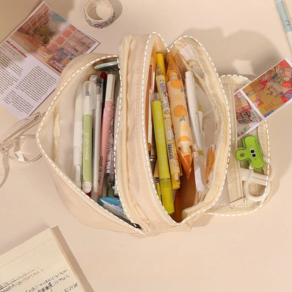 Large Capacity Minimalist Storage Bag Student Pencil Case Makeup Bag Storing Stationery Makeup Tools Digital Accessories