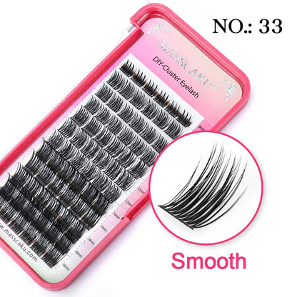 MASSCAKU DIY Cluster Eyelash Extension Segmented False Bundles Eyelashes 72Volume Natural Russian Faux Mink Makeup Lashes