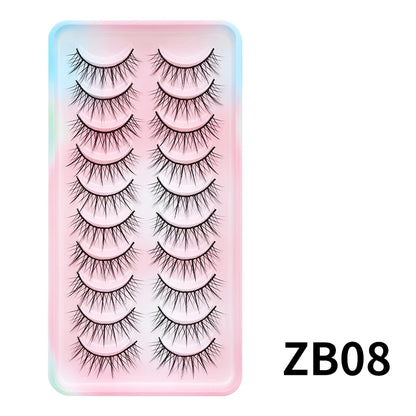 Natural Lashes 5/10 Pairs Eyelashes 3D Mink Lashes Manga Lashes Strip Lashes Band Soft Light False Eyelashes Makeup
