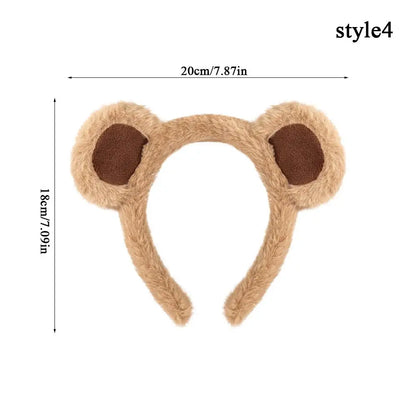 Plush Bear Ear Girl's Headbands Cosplay Makeup Headpiece Brown Animal Ears Hair Hoop DIY Cute Sweet Cartoon Hair Accessories