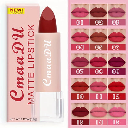 1 Pcs Velvet Matte Lipstick Long-Lasting Non-Stick Cup Waterproof Moisturizing Lip Gloss Fashion Classic Shades For Daily & Date