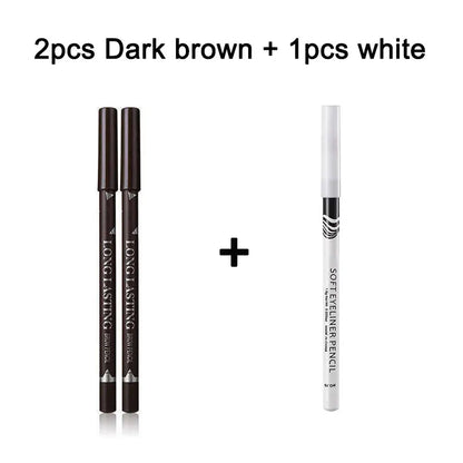 2pcs MENOW 3 colors Long Lasting Waterproof  Eyebrow Pencils Double Use Wooden Pole Eyeliner Permanent Makeup Tattoo Accessories