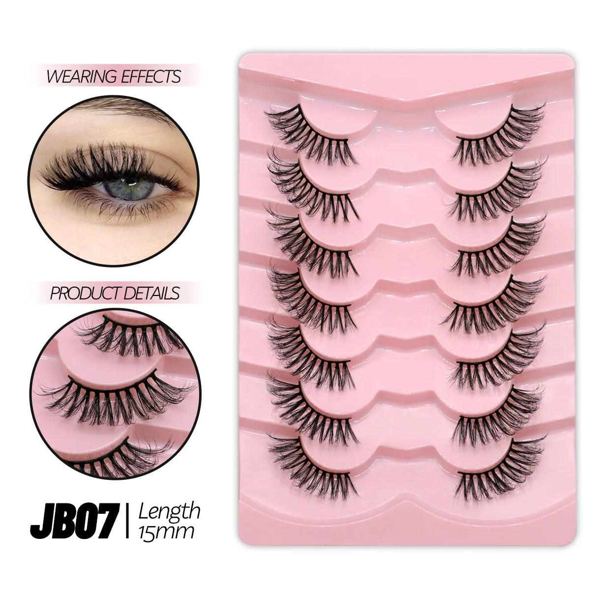 GROINNEYA Half Lashes 5/7/10 Pairs Half Lashes Soft Natural Cat Eye Lashes Makeup Tool Fake Eyelashes Extension Fluffy Faux Cils
