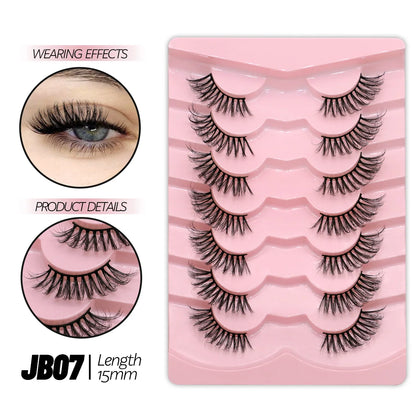 GROINNEYA Half Lashes 5/7/10 Pairs Half Lashes Soft Natural Cat Eye Lashes Makeup Tool Fake Eyelashes Extension Fluffy Faux Cils