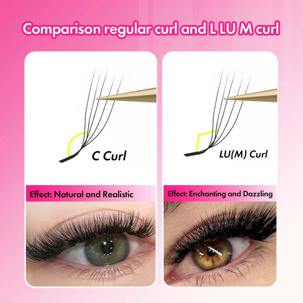 MASSCAKU L LU M Curl U Shaped Lashes 3D 4D 5D Super Soft Light Natural Eyelash Extensions High Quality Parallel Makeup Supplies