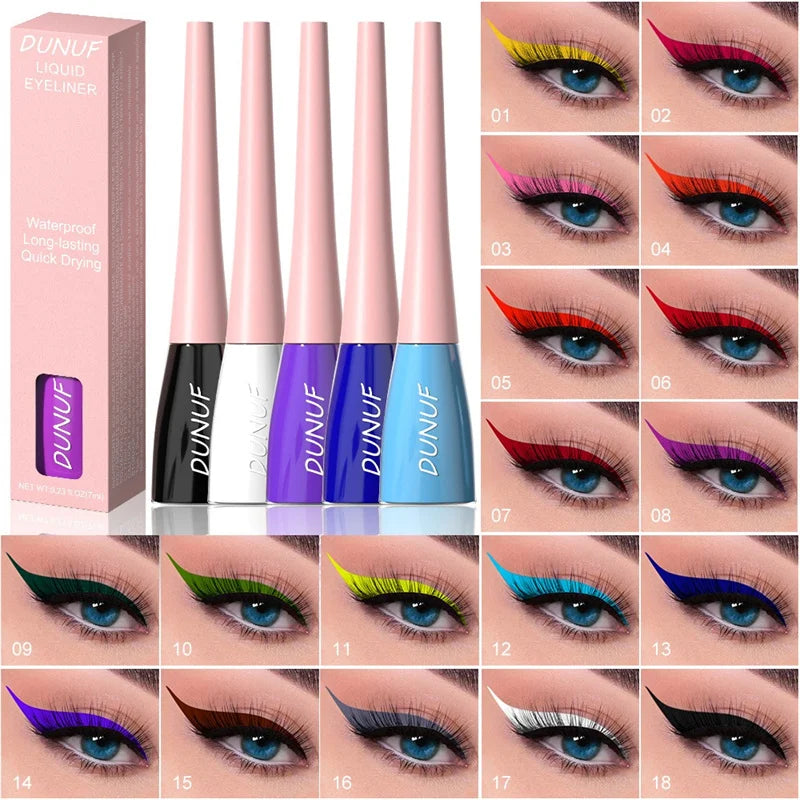 18 Colors Matte Colorful Liquid Eyeliner Pencil Waterproof Lasting Makeup Liquid Eye Liner Blue Green Yellow Eyes Cosmetics Pen